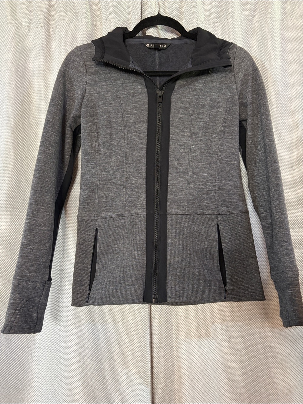 Athleta Heather Gray Hooded Zip Jacket